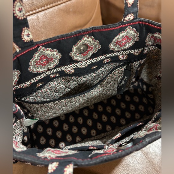 Vera Bradley Black and Red Patterned Tote - Picture 3 of 5